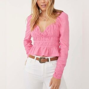 NWT Free People Women's Chloe Top in Aurora Pink